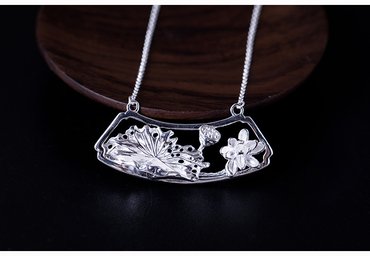 银迷s925银荷叶莲蓬项链