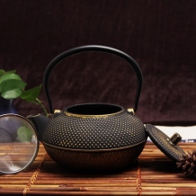 金黑小点铸铁茶壶带滤网1.4L