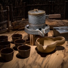 石磨陶瓷·时来运转自动茶具套装