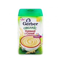 3罐装美国嘉宝燕麦米粉1段 有机燕麦米粉 婴儿米糊 4个月以上宝宝辅食 227g/罐