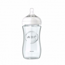 英国飞利浦新安怡 自然原生玻璃奶瓶1支装 一孔奶嘴一个 1个月以上宝宝使用 240ml