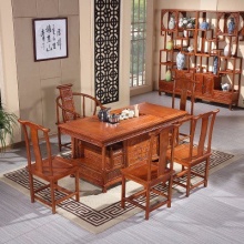 中式功夫茶几桌 全实木茶桌椅组合 将军台茶桌