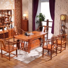 中式茶几桌全实木茶桌椅组合 吉祥如意 1桌5围椅