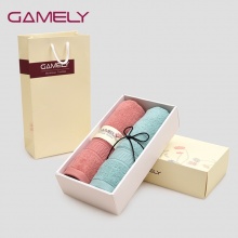 素色纯棉毛巾2条装礼盒