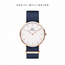 【香港直邮】DanielWellington丹尼尔惠灵顿DW男士手表蓝色织纹带腕表DW-BLUE 0001