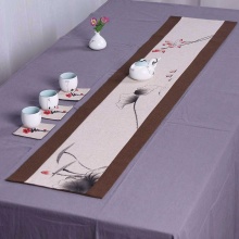 韵阁陶瓷 中式双边棉麻手绘茶席桌旗 30*120 