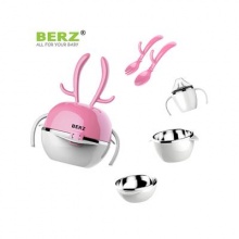 贝氏/BERZ彩虹鹿五合一儿童餐具组合 BZ-8603P粉色 二代