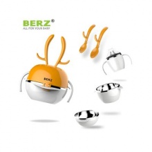 贝氏/BERZ彩虹鹿五合一儿童餐具组合 BZ-8603O橙色 二代