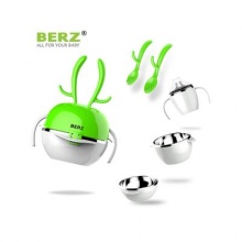 贝氏/BERZ彩虹鹿五合一儿童餐具组合 BZ-8603G绿色 二代