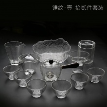 榆茗堂 日式锤纹玻璃品茗杯套装