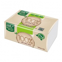 洁柔 抽纸巾自然木低白度面巾纸3层150抽家用餐巾纸3包*4提装