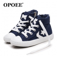 opoee 男女童板鞋韩版品时尚中帮儿童帆布鞋7021