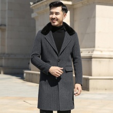 欧仕普/OuShiPu 冬季新款条纹双面羊绒大衣