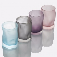 美芝丽 创意彩色磨砂玻璃杯 家用夏天水杯冷饮果汁艺术杯子
