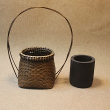 七月七 日式竹编提手茶室茶桌摆件花瓶