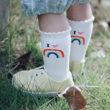 褔米卡  纯棉儿童彩虹中筒袜TD3002 混色10双装