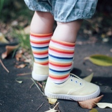 褔米卡  纯棉儿童彩虹中筒袜TD3002 混色10双装