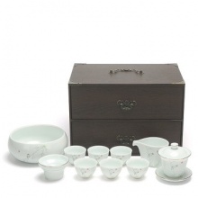 腾丰陶瓷 整套脂白11头陶瓷盖碗茶洗茶具礼盒装BCCJ-0125