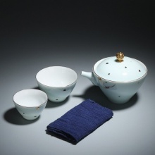 腾丰陶瓷 整套青瓷描金一壶二杯陶瓷旅行茶具礼盒装LVSNCJ-040