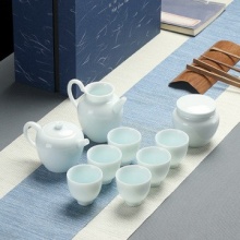 腾丰陶瓷 整套青白瓷盖碗茶壶茶具礼盒装QBCCJ-085