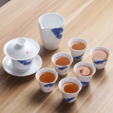 康雅陶瓷 景德镇白瓷手绘中式茶具套装礼盒装KYTZ008300