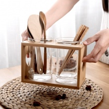 星米 家用简约日式玻璃透明筷子筒